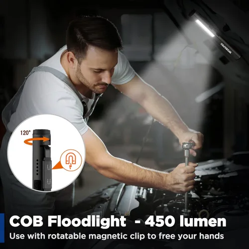 Vista 4 de WORKPRO Linterna de Pluma Recargable, Linterna UV de 365 nm con Luz Negra, Linterna LED de 450 Lúmenes Mini de Bolsillo, para Inspección, Trabajo