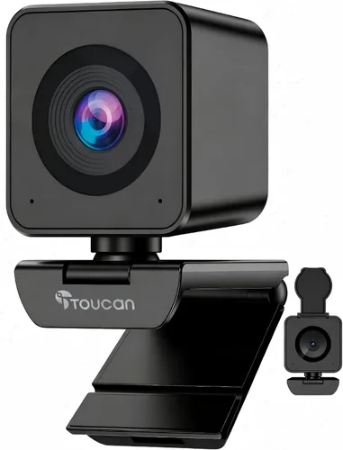Vista 10 de TOUCAN Cámara web 1080P con micrófono, cámara de transmisión FHD con 1080P/60fps, protección de privacidad Plug and Play, cámara web ultra compacta