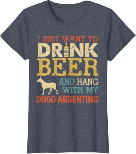Vista 10 de Dogo Argentino - Camiseta vintage divertida para colgar con perro, Negro