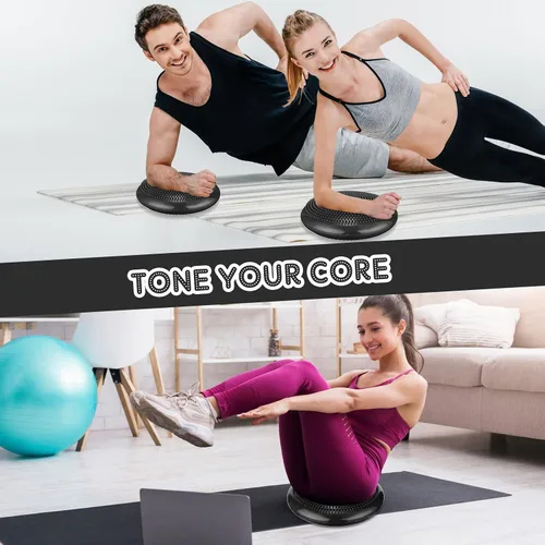 Vista 7 de Jerify 4 Piezas Cojín de Equilibrio Inflable Flexible para Asiento Oscilante, Almohadilla de Equilibrio de Estabilidad, Disco de Equilibrio, Asiento