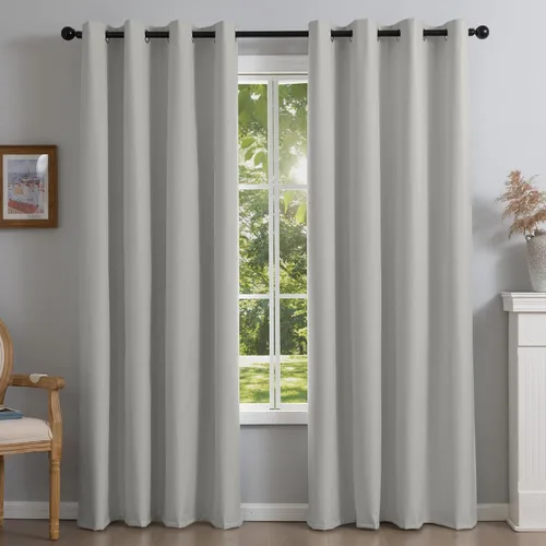 Vista 11 de NFPA701 Cortinas estándar ignífugas sin flúor de 63 pulgadas, 2 paneles, cortinas 100% opacas para dormitorio, sala de estar, cortina