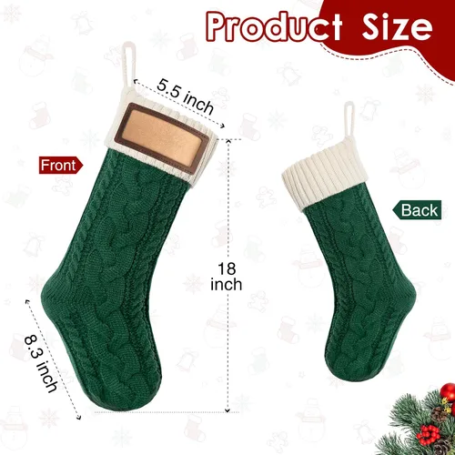Vista 5 de Paquete de 2 medias de Navidad, medias de Navidad familiares grandes de 18 pulgadas, medias de punto de colores mixtos colgantes (2 mezclas)