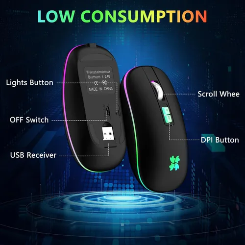 Vista 7 de besky Ratón recargable inalámbrico, mouse portátil silencioso para A-Negro
