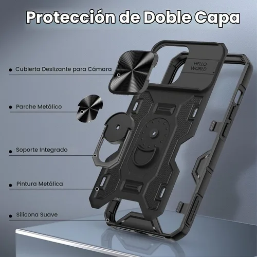 Vista 6 de VEGO Funda para iPhone 14 Pro Max - Funda con función atril para iPhone 14 A-Negro