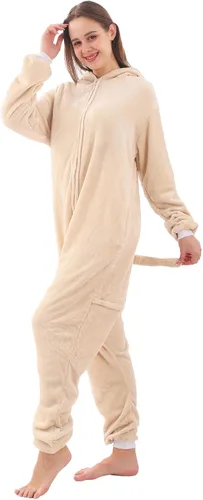 Vista 7 de ZOBAYOP Pijama unisex con capucha de animales para adultos, para mujeres y hombres, disfraz de Halloween, cosplay, perro