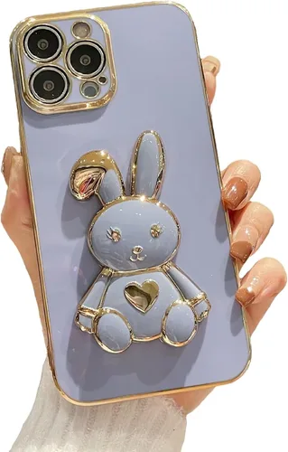 Vista 8 de Funda con soporte de conejo de corazón para Xiaomi Redmi A1, galvanizado suave TPU protector delgado a prueba de golpes con lindo conejito soporte