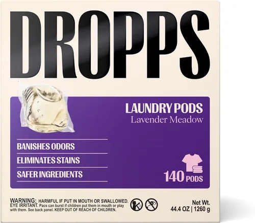 Vista 18 de Dropps Cápsulas de detergente para ropa a base de biológicas Odor & Stain Crisp Breeze HE compatibles con ropa fresca, suministros de jabón
