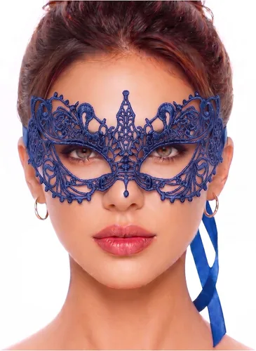 Vista 22 de Masquerade Mask For Women Lace Masquerade Mask for Masquerade Party, Proms, Venetian Party, Mardi Gras, Halloween & Cosplay Ana Bg Pluma de Pavo Real