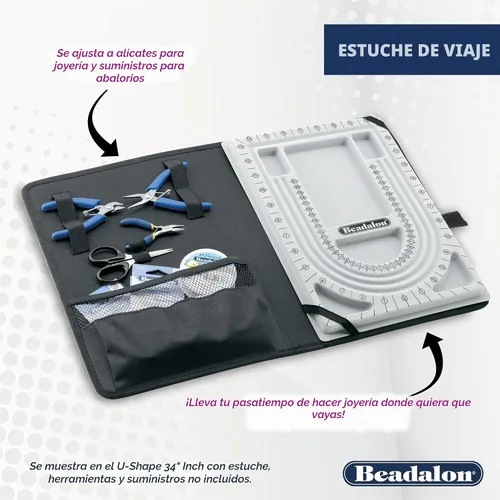 Vista 6 de Beadalon Tableros de cuentas de pulsera para hacer joyas, bandeja de cuentas flocada, anti-rollo con cubierta, herramienta de diseño de joyería