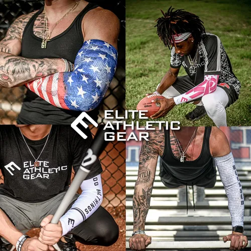 Vista 4 de Elite Athletic Gear Mangas de compresión de EE. UU., tallas para jóvenes y adultos, béisbol, fútbol, baloncesto, se venden individualmente