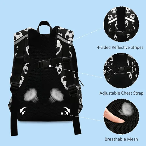 Vista 4 de Glaphy Mochila personalizada para niños, mochila infantil para guardería, mochila preescolar con nombre personalizado para niños y niñas, 10-Soccer