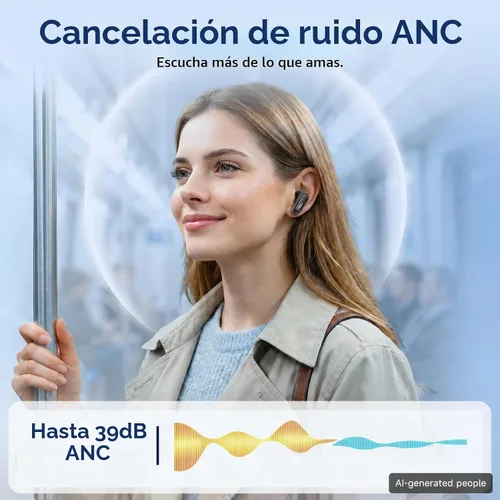 Vista 2 de AOC Auriculares inalámbricos con cancelación de ruido, 39dB ANC, 45H