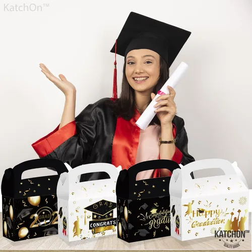 Vista 5 de Cajas de regalo de graduación 2022 – Paquete de 12 Caja de tarjetas de graduación 2022 Decoraciones de fiesta de graduación 2022 negro y dorado