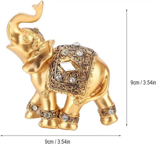 Vista 2 de Haofy Figura coleccionable de escultura de elefante, figura de adorno de Feng Shui, figura de adorno de la suerte para el hogar, oficina, automóvil