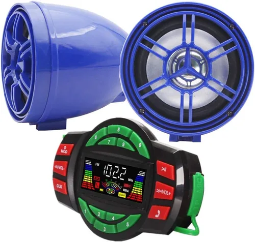 Vista 12 de XYC Amplificador Bluetooth de 12 V UTV ATV Sistema de sonido Altavoces manos libres FM Sistema de audio USB Estéreo de 3.5 pulgadas Altavoces de 12