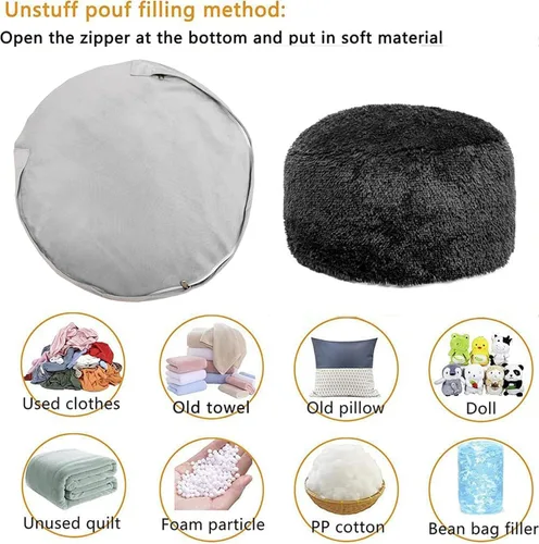 Vista 6 de Asuprui Puf otomano para el suelo, reposapiés otomano, sin relleno, 20 x 20 x 12 pulgadas, asiento redondo, puf, silla plegable, almacenamiento