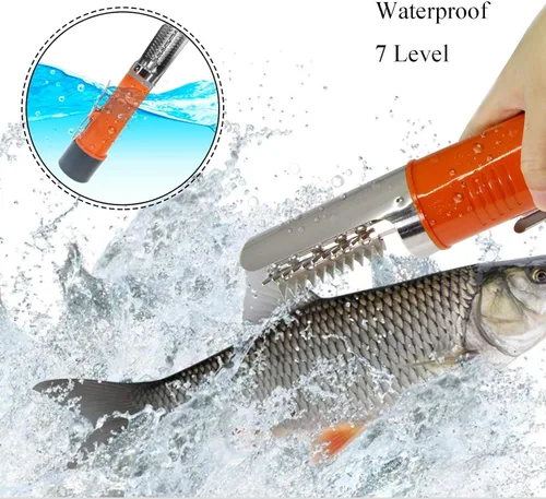 Vista 4 de Potente rascador eléctrico de pescado, limpiador de escamas de pescado inalámbrico, removedor automático de escamas de peces con un escalador manual