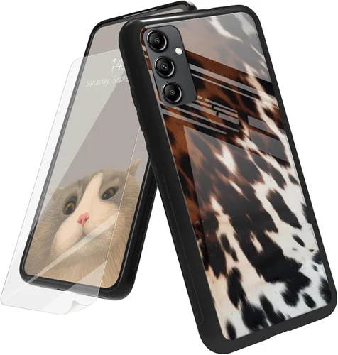 Vista 56 de Funda para Samsung Galaxy A12 5G con protector de pantalla, parte trasera de vidrio templado + TPU de silicona suave que absorbe los golpes
