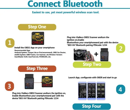 Vista 6 de Herramienta de diagnóstico inalámbrico Bluetooth OBD2, lector de código de vehículo para automóvil, restablecimiento de herramienta de escaneo