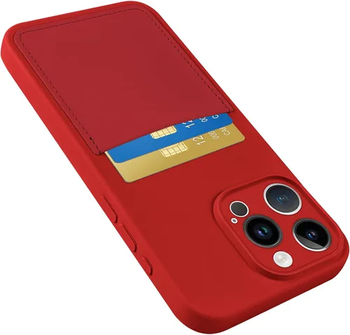 Vista 8 de Funda diseñada para iPhone 15 Pro con tarjetero para mujeres y hombres, cubierta de silicona suave [forro de microfibra], protección completa