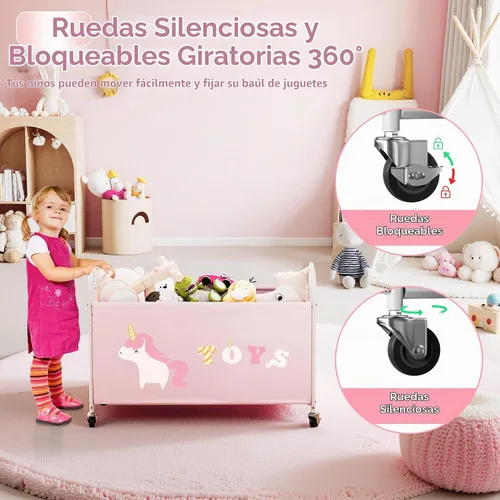 Vista 4 de GRANNY SAYS Caja de juguetes grande 135L para niñas, almacenamiento de Rosa