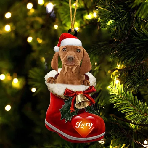 Vista 7 de Adorno de Navidad de perro afgano en bota de Papá Noel, adorno de nombre de perro personalizado, regalo para amante de los perros, decoración