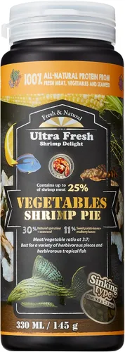 Vista 2 de Ultra Fresh Paquete de alimentos para pescado para alimentador de fondo, Pleco, Corydoras, bagre, verduras y pastel de camarones tropicales
