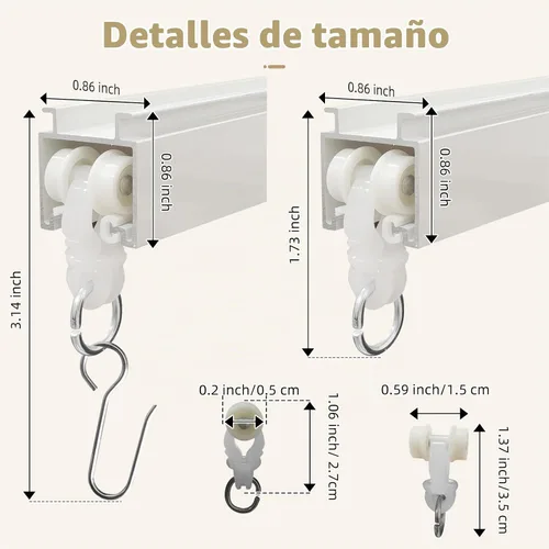 Vista 2 de MLOQI Rieles para cortinas de montaje en techo y pared con tiras insonorizadas, sistema de rieles para cortinas, riel de techo blanco para cortinas