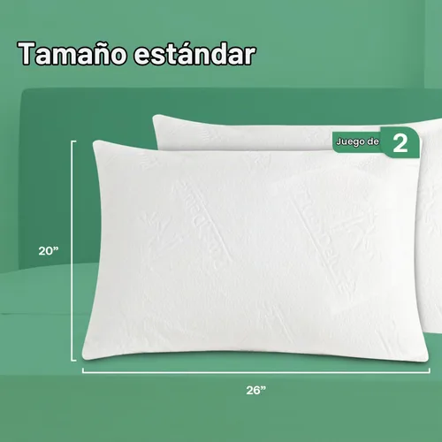 Vista 4 de Fundas protectoras de almohada impermeables de 20 x 26 pulgadas, funda de almohada con cremallera, juego de 2 fundas de almohada de tamaño estándar