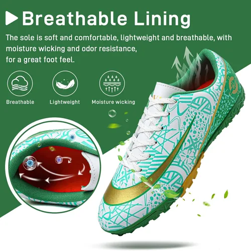 Vista 3 de GRESKY Tacos de fútbol para hombre y mujer, zapatos de fútbol para interiores y exteriores AGTF