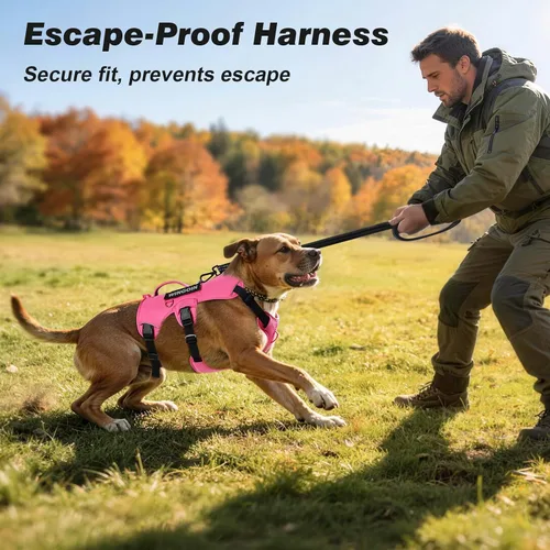 Vista 3 de WINGOIN Arnés para perro a prueba de escapes, arnés sin tirones para perros medianos, arnés reflectante ajustable con clip frontal para mascotas