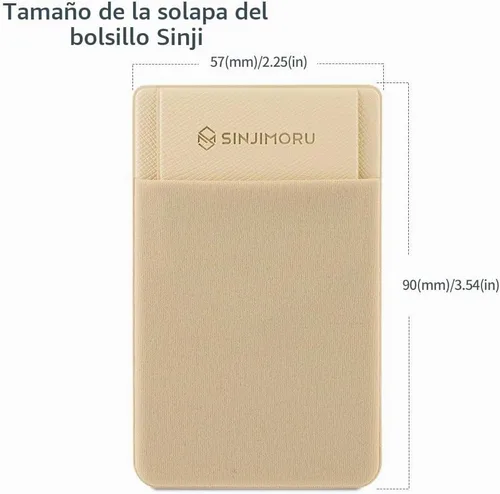 Vista 6 de Sinjimoru Tarjetero para la parte posterior del teléfono, billetera para Beige