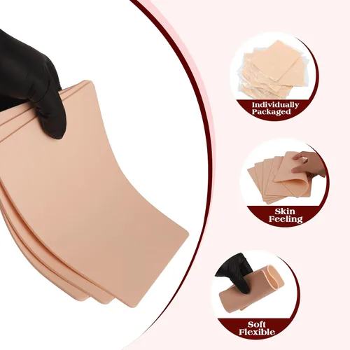 Vista 4 de 5 piezas de piel falsa de 0.118 pulgadas - Piel de tatuaje de doble cara para practicar tatuajes, piel falsa para principiantes y artistas