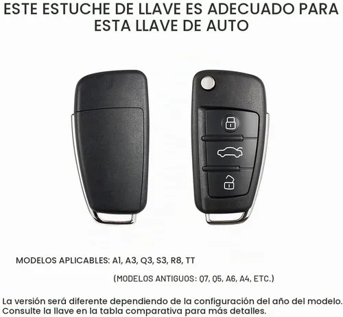 Vista 2 de ELOHEI Funda para llavero Audi, funda de TPU suave de alta calidad, protección completa, compatible con Audi A1 A3 Q3 Q7 R8 A6L TT (negro)