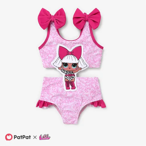 Vista 7 de L.O.L. Surprise! Traje de baño de una pieza para niña, con lazo, mariposa, volantes, verano, piscina, playa, deportes