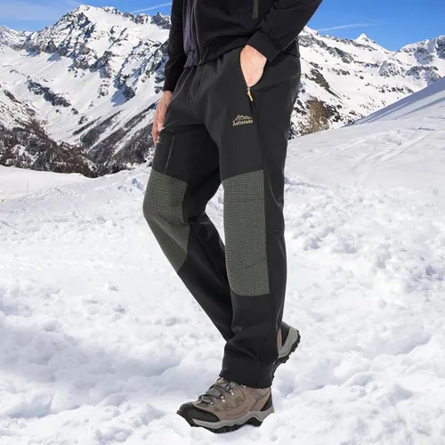 Vista 2 de Men's Snow Ski Hiking Pants Fleece Lined Softshell Windproof Winter Insulated Cargo Pants with Zipper Pockets