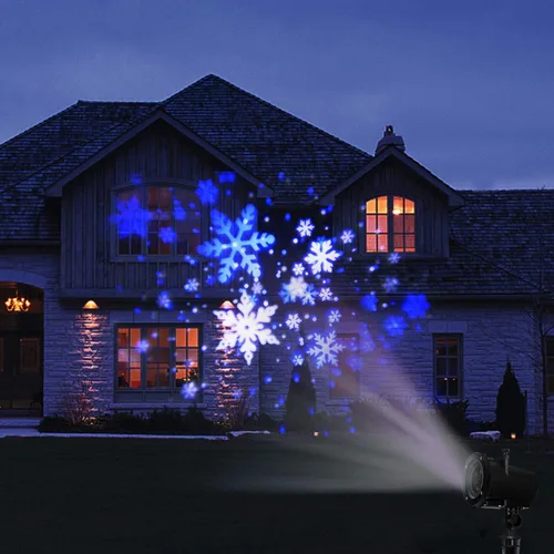 Vista 6 de Proyector de luz LED de nevada, proyector de luces de copo de nieve de Navidad al aire libre, luces LED de Sanwsmo Navidad, iluminación decorativa
