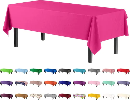 Vista 34 de Party Solids Paquete de 4 manteles de plástico color azul aguamarina, 54 x 108 pulgadas, mantel desechable para fiestas y pícnics