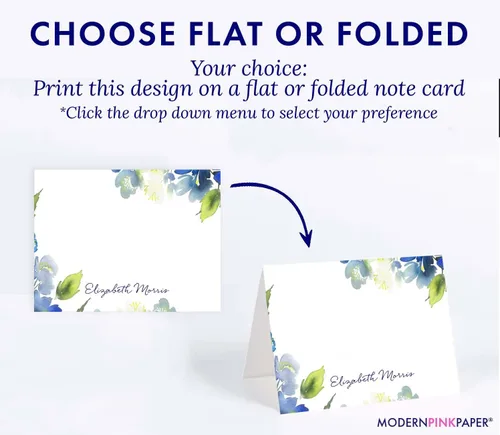 Vista 2 de Papelería floral personalizada con sobres, planos o plegados, juego de papelería floral de acuarela para mujer, tarjetas de notas florales
