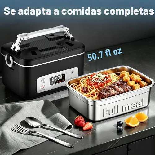 Vista 4 de Cordless Electric Heated Lunch Box, 25000mAh Auto Heating Timer Negro