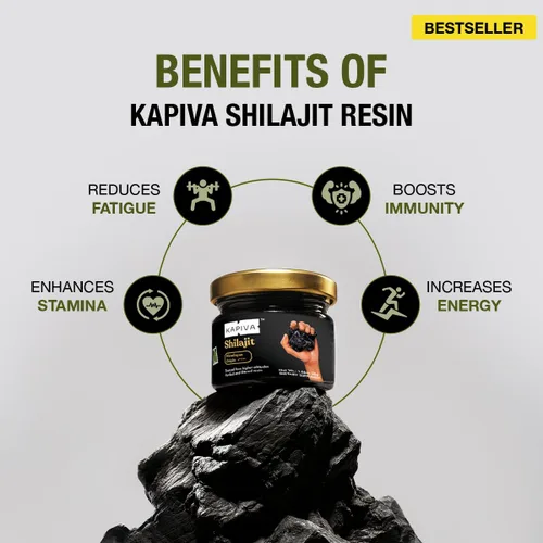 Vista 4 de Kapiva Resina de Shilajit 100% Pura del Himalaya (30gm), Alta Potencia para Hombres y Mujeres 120 Porciones de 250mg Más de 80 Oligoelementos