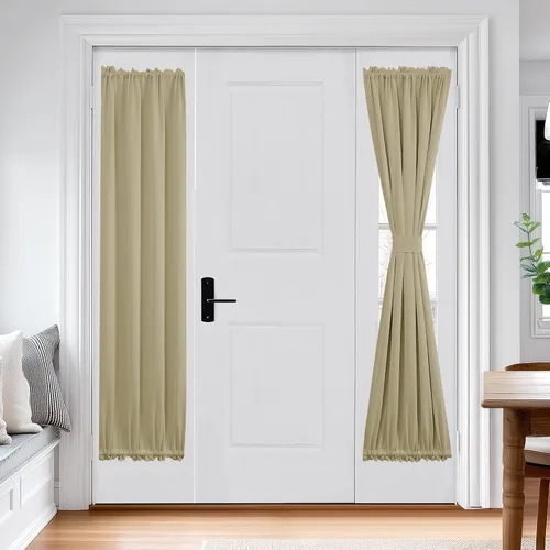 Vista 72 de Deconovo Cortinas opacas para puerta, bolsillo para cortinero y cortinas de bloqueo con aislamiento térmico para dormitorio, 137.16 x 189.2 cm, azul