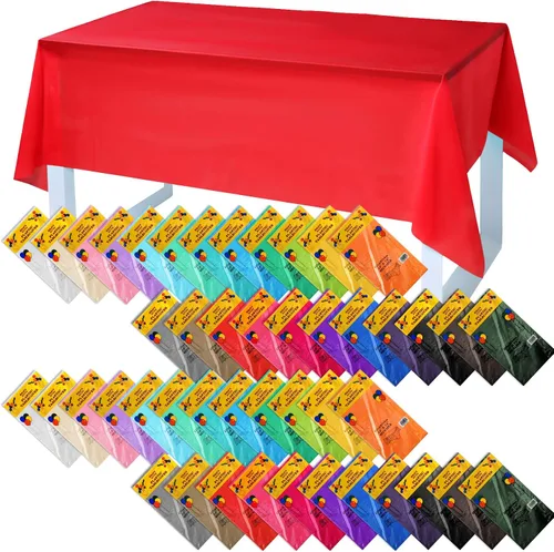 Vista 8 de Newwiee Paquete de 23 manteles de plástico coloridos de 54 x 72 pulgadas, desechables, arcoíris para mesas rectangulares, impermeables, de neón