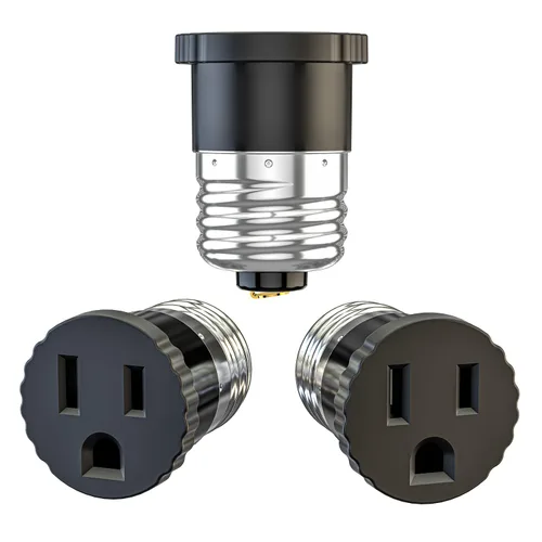 Vista 9 de Paquete de 2, adaptador de enchufe de luz a enchufe, convertir el enchufe de la bombilla en adaptador de salida (blanco)