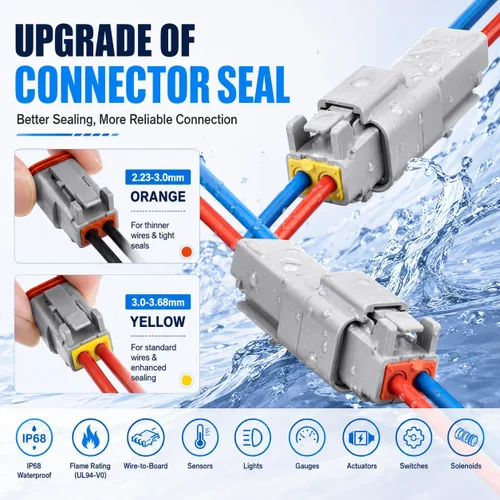 Vista 7 de JRready DW5007-02 - Kit de conectores Deutsch, conectores eléctricos automotrices DT de 2, 3, 4, 6, 8 y 12 pines, herramienta de crimpado Deutsch