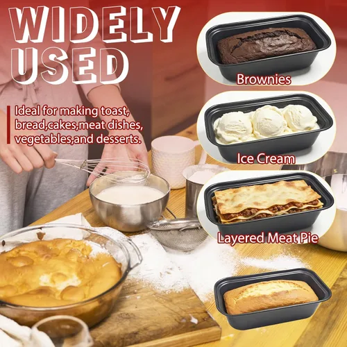 Vista 6 de Zddaoole Juego de 4 mini moldes para pan, 6 x 3.4 x 2 pulgadas, moldes pequeños para pan de plátano, moldes de acero inoxidable para pasteles