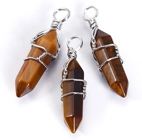Vista 4 de 1 collar con colgante de piedras preciosas naturales curativas de cuarzo de cristal reiki chakras, piedras preciosas de 18 pulgadas, joyería