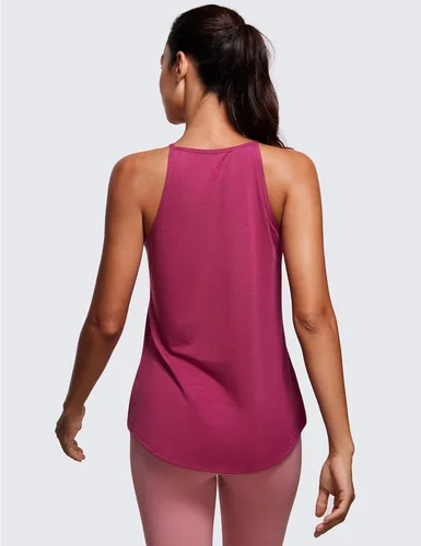 Vista 2 de CRZ YOGA Camisetas sin mangas con cuello alto para mujer, camisetas de entrenamiento fluidas, camisetas sin mangas, camisetas atléticas de yoga