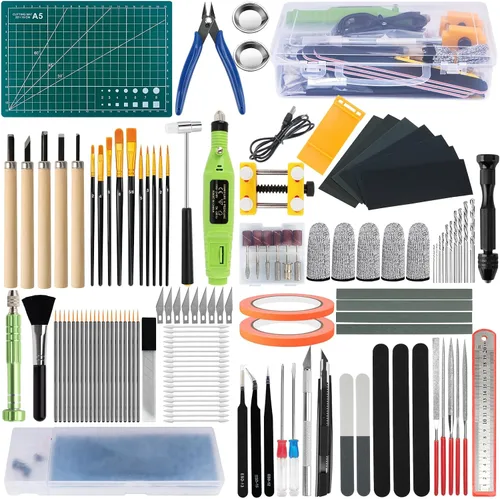 Vista 8 de Kit de herramientas Gundam, kit de herramientas de modelo profesional de 103 piezas para Gundam, herramientas de modelado para modelos de plástico
