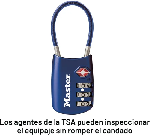 Vista 3 de Master Lock 4688D Candado para Equipaje con Combinación Personalizable Aprobado por TSA, 1 Unidad, Plateado